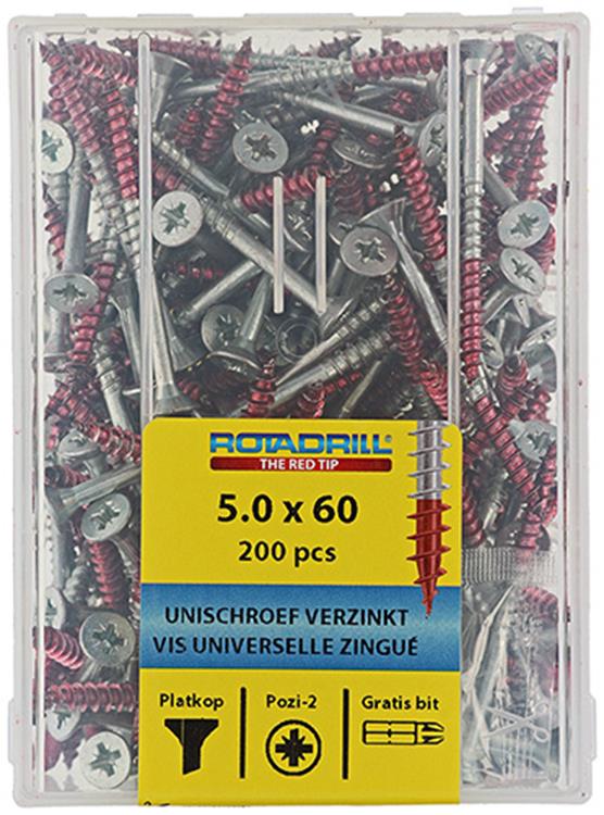 Afbeelding laden in galerijviewer, Rotadrill 1039981 - universeelschroef vkpzd vz 5.0x60mm (200) | 4 stuks