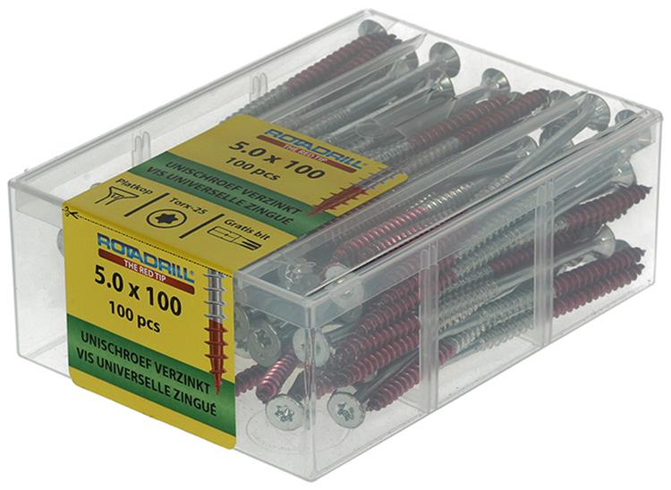 Afbeelding laden in galerijviewer, Rotadrill 1040003 - universeelschroef vktx vz 5.0x100mm (100) | 4 stuks