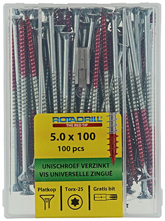 Afbeelding laden in galerijviewer, Rotadrill 1040003 - universeelschroef vktx vz 5.0x100mm (100) | 4 stuks