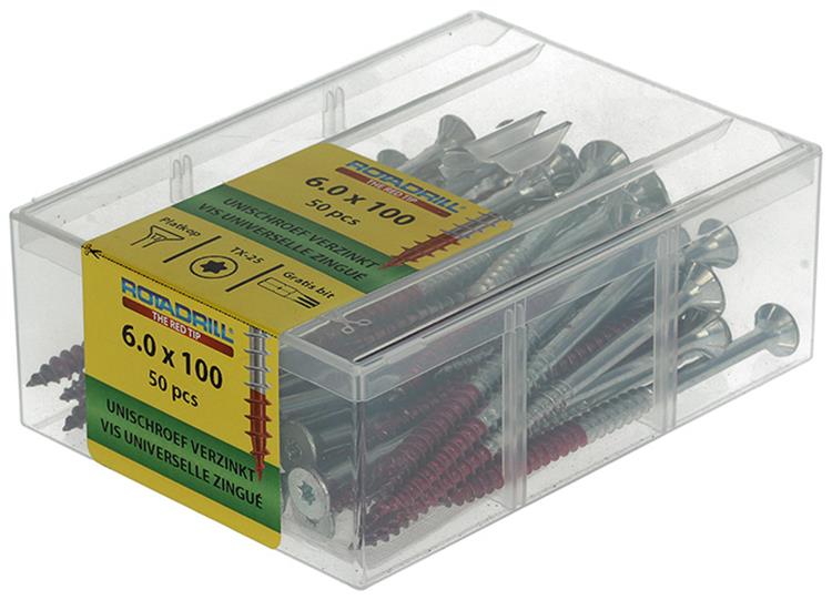 Afbeelding laden in galerijviewer, Rotadrill 1040004 - universeelschroef vktx vz 6.0x100mm (50) | 4 stuks