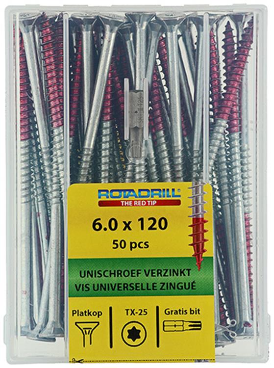 Afbeelding laden in galerijviewer, Rotadrill 1040005 - universeelschroef vktx vz 6.0x120mm (50) | 4 stuks