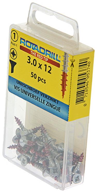 Afbeelding laden in galerijviewer, Rotadrill 1039768 - universeelschroef vk pzd vz 3.0x12mm (50) | 6 stuks