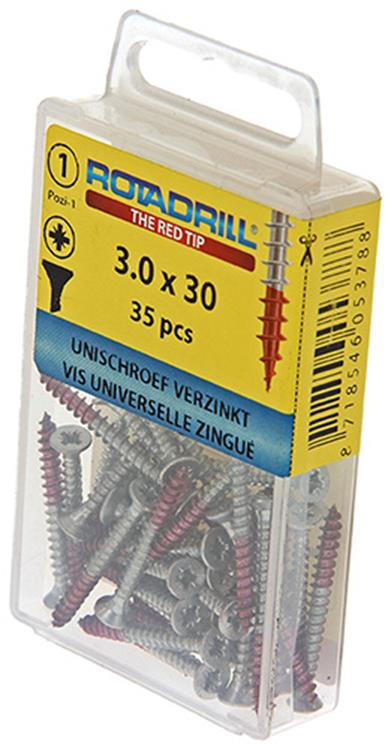 Afbeelding laden in galerijviewer, Rotadrill 1039770 - universeelschroef vk pzd vz 3.0x30mm (35) | 6 stuks