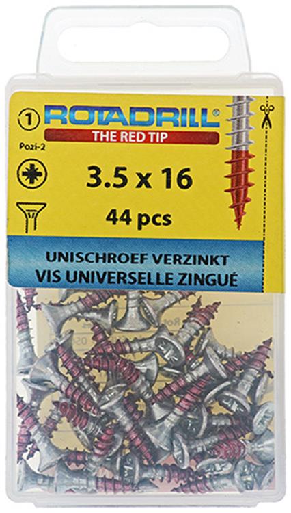 Afbeelding laden in galerijviewer, Rotadrill 1039772 - universeelschroef vk pzd vz 3.5x16mm (44) | 6 stuks