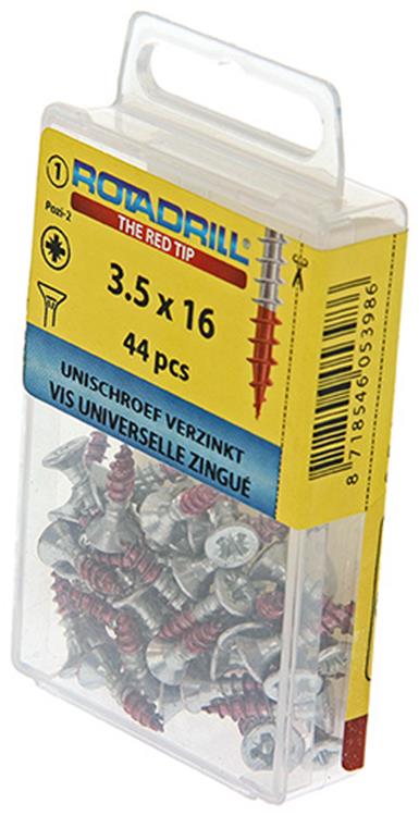 Afbeelding laden in galerijviewer, Rotadrill 1039772 - universeelschroef vk pzd vz 3.5x16mm (44) | 6 stuks