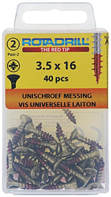 Afbeelding laden in galerijviewer, Rotadrill 1039880 - universeelschroef messing lk pzd 3,5x16mm (40) | 6 stuks