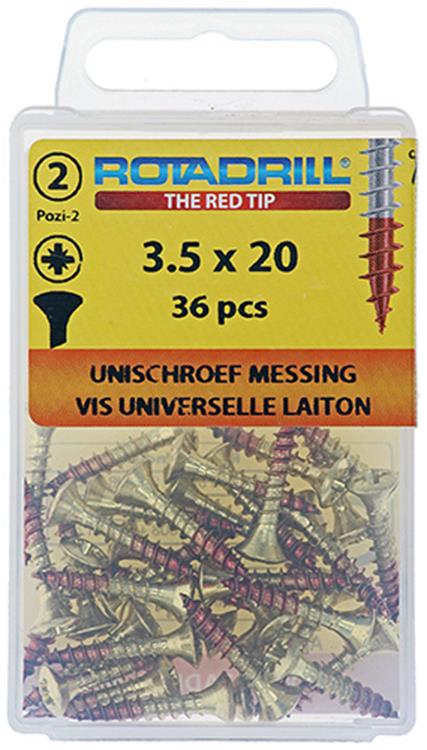 Afbeelding laden in galerijviewer, Rotadrill 1039881 - universeelschroef messing lk pzd 3,5x20mm (36) | 6 stuks