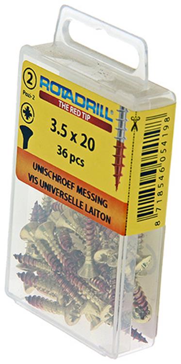 Afbeelding laden in galerijviewer, Rotadrill 1039881 - universeelschroef messing lk pzd 3,5x20mm (36) | 6 stuks