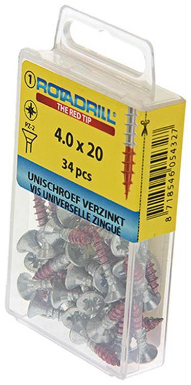 Afbeelding laden in galerijviewer, Rotadrill 1039775 - universeelschroef vk pzd vz 4.0x20mm (34) | 6 stuks