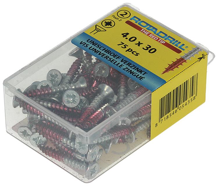 Afbeelding laden in galerijviewer, Rotadrill 1039800 - universeelschroef vk pzd vz 4.0x30mm (75) | 6 stuks