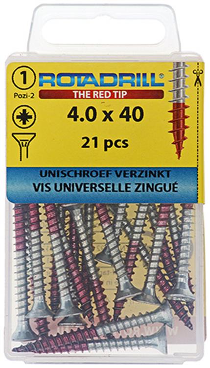 Afbeelding laden in galerijviewer, Rotadrill 1039779 - universeelschroef vk pzd vz 4.0x40mm (21) | 6 stuks