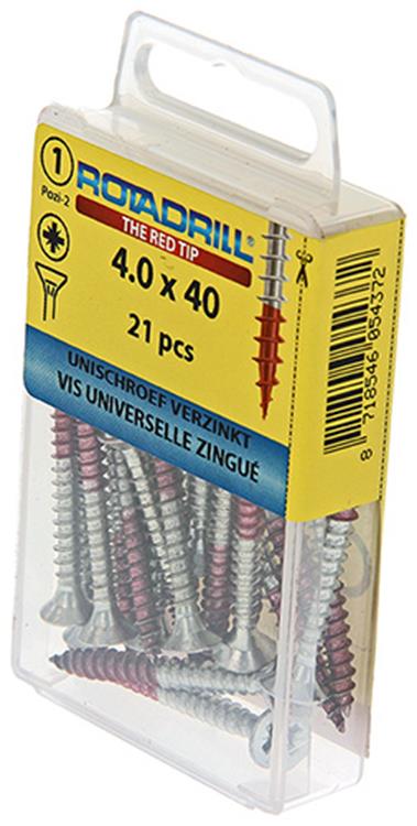 Afbeelding laden in galerijviewer, Rotadrill 1039779 - universeelschroef vk pzd vz 4.0x40mm (21) | 6 stuks