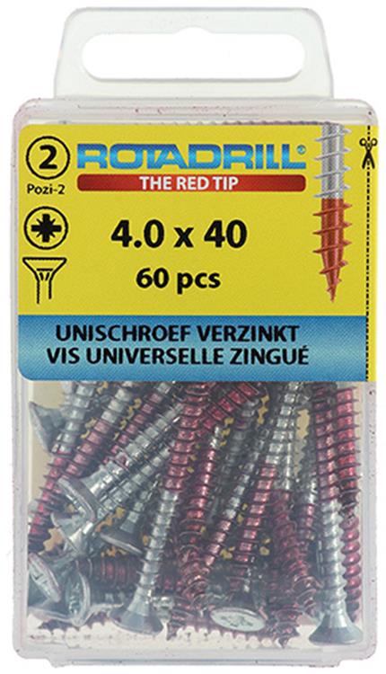 Afbeelding laden in galerijviewer, Rotadrill 1039801 - universeelschroef vk pzd vz 4.0x40mm (60) | 6 stuks