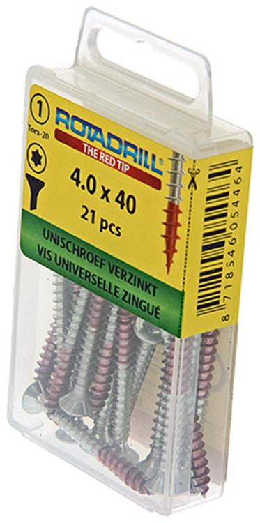Afbeelding laden in galerijviewer, Rotadrill 1039925 - universeelschroef vktx vz 4.0x40mm (21) | 6 stuks