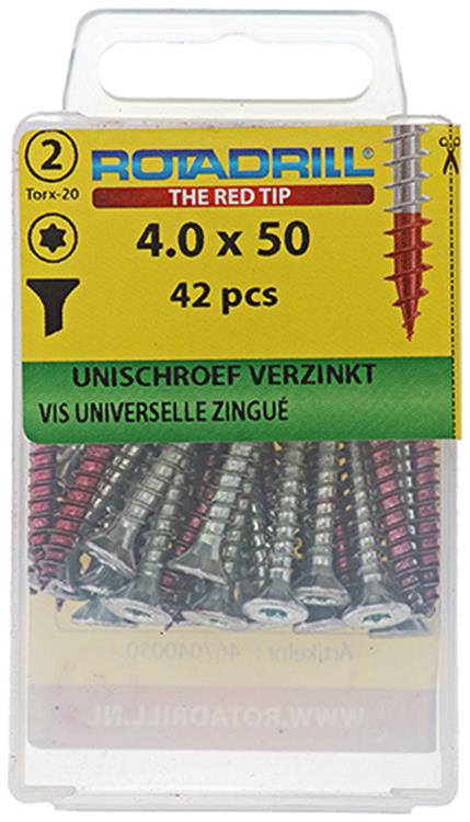 Afbeelding laden in galerijviewer, Rotadrill 1039939 - universeelschroef vktx vz 4.0x50mm (42) | 6 stuks
