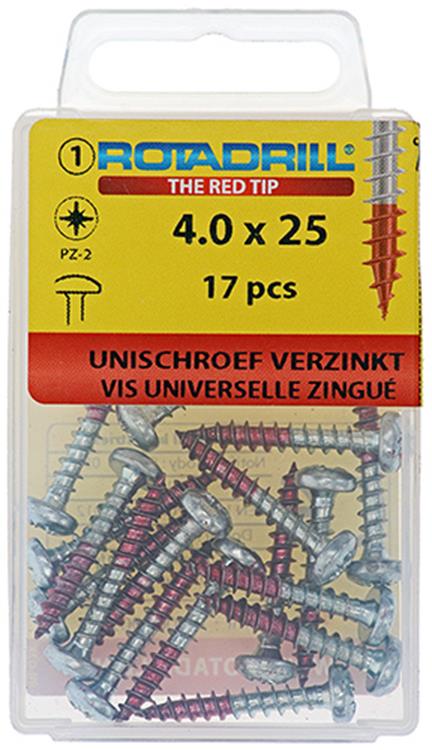 Afbeelding laden in galerijviewer, Rotadrill 1039844 - universeelschroef ck pzd vz 4.0x25mm (17) | 6 stuks