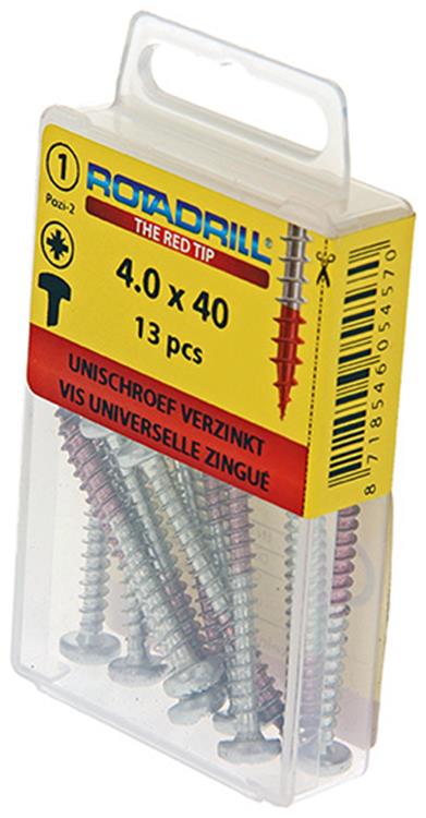 Afbeelding laden in galerijviewer, Rotadrill 1039846 - universeelschroef ck pzd vz 4.0x40mm (13) | 6 stuks