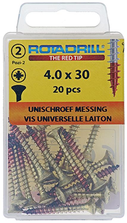 Afbeelding laden in galerijviewer, Rotadrill 1039884 - universeelschroef messing lk pzd 4,0x30mm (20) | 6 stuks