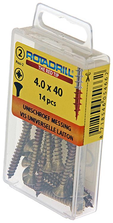 Afbeelding laden in galerijviewer, Rotadrill 1039885 - universeelschroef messing lk pzd 4,0x40mm (14) | 6 stuks