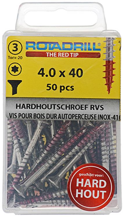 Afbeelding laden in galerijviewer, Rotadrill 1039899 - hardhoutschroefzelfb.sppls.rvs t20 4.0x40mm (50) | 6 stuks