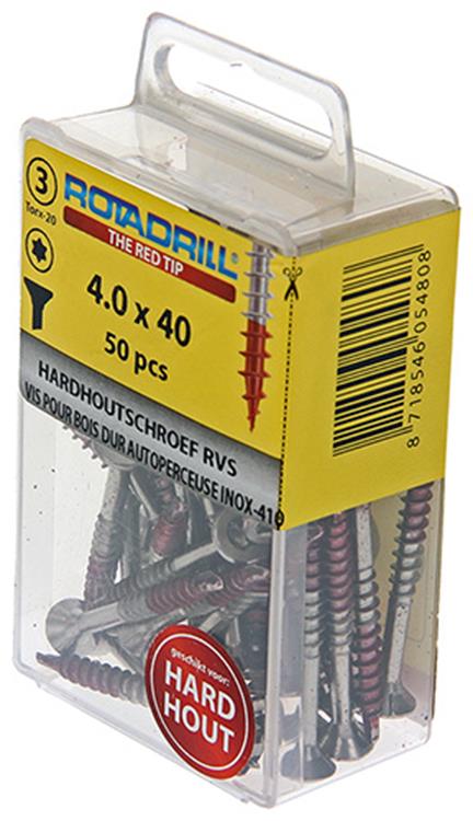 Afbeelding laden in galerijviewer, Rotadrill 1039899 - hardhoutschroefzelfb.sppls.rvs t20 4.0x40mm (50) | 6 stuks
