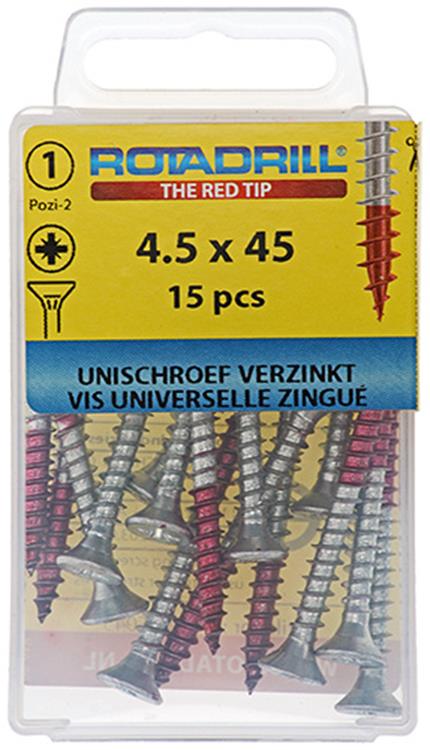 Afbeelding laden in galerijviewer, Rotadrill 1039782 - universeelschroef vk pzd vz 4.5x45mm (15) | 6 stuks