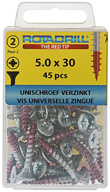 Afbeelding laden in galerijviewer, Rotadrill 1039807 - universeelschroef vk pzd vz 5.0x30mm (45) | 6 stuks