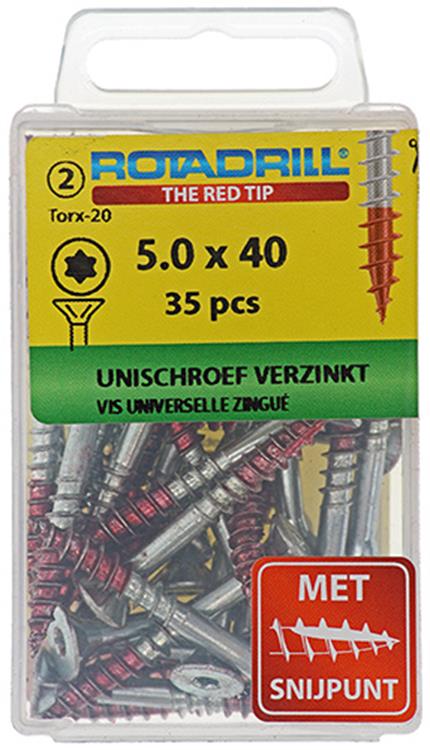 Afbeelding laden in galerijviewer, Rotadrill 1039948 - universeelschroef vktx vz 5.0x40mm (35) | 6 stuks