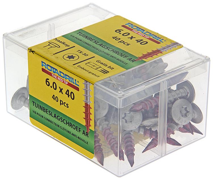 Afbeelding laden in galerijviewer, Rotadrill 1040019 - tuinbeslagschroef ar-coating tx 6.0x40mm (40) | 4 stuks