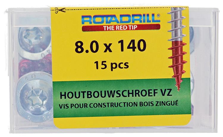 Afbeelding laden in galerijviewer, Rotadrill 1040017 - houtbouwschroef tellerkop vz tx 8.0x140mm(15) | 4 stuks