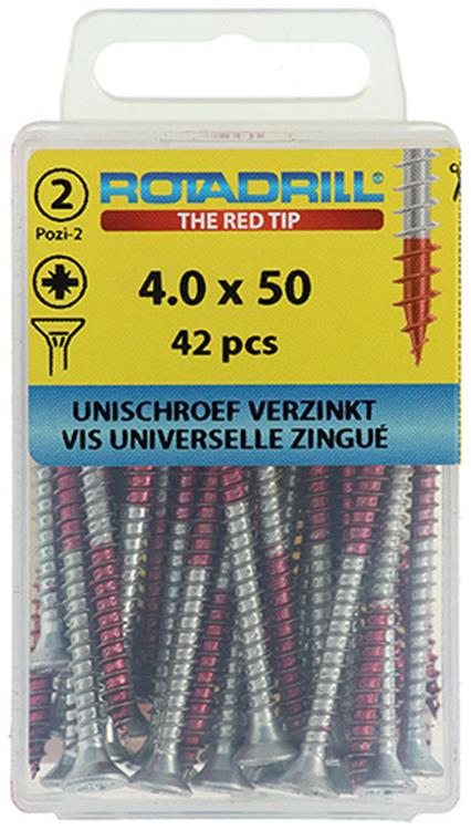 Afbeelding laden in galerijviewer, Rotadrill 1039802 - universeelschroef vk pzd vz 4.0x50mm (42) | 6 stuks