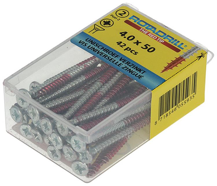 Afbeelding laden in galerijviewer, Rotadrill 1039802 - universeelschroef vk pzd vz 4.0x50mm (42) | 6 stuks