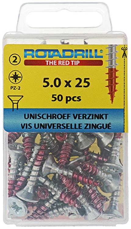Afbeelding laden in galerijviewer, Rotadrill 1039806 - universeelschroef vk pzd vz 5.0x25mm (50) | 6 stuks
