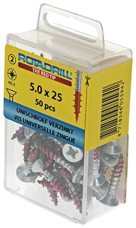 Afbeelding laden in galerijviewer, Rotadrill 1039806 - universeelschroef vk pzd vz 5.0x25mm (50) | 6 stuks