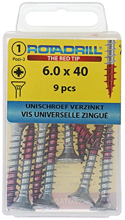 Afbeelding laden in galerijviewer, Rotadrill 1039785 - universeelschroef vk pzd vz 6.0x40mm (9) | 6 stuks