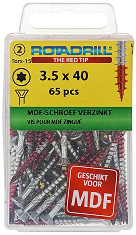 Afbeelding laden in galerijviewer, Rotadrill 1039910 - mdf-schroef 75°-vk tx vz 3.5x40mm (65) | 6 stuks