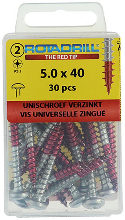 Afbeelding laden in galerijviewer, Rotadrill 1039835 - universeelschroef ck pzd vz 5.0x40mm (30) | 6 stuks
