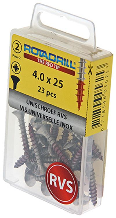 Afbeelding laden in galerijviewer, Rotadrill 1039872 - universeelschroef lk pzd rvs-a2 4.0x25mm (23) | 6 stuks
