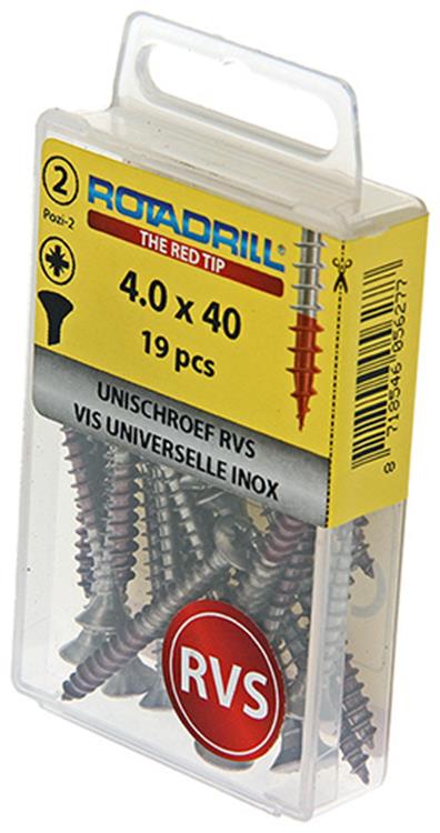 Afbeelding laden in galerijviewer, Rotadrill 1039874 - universeelschroef lk pzd rvs-a2 4.0x40mm (19) | 6 stuks