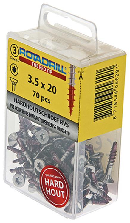 Afbeelding laden in galerijviewer, Rotadrill 1039896 - hardhoutschroef zelfb.sppls.rvs t15 3.5x20mm (70) | 6 stuks