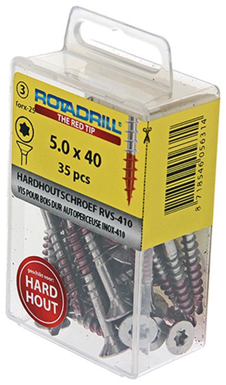 Afbeelding laden in galerijviewer, Rotadrill 1039903 - hardhoutschroef zelfb.sppls.rvs t25 5.0x40mm (35) | 6 stuks