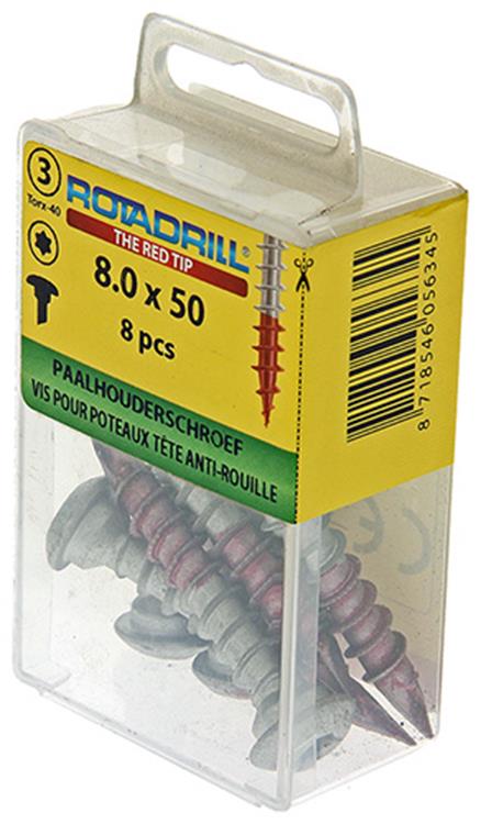 Afbeelding laden in galerijviewer, Rotadrill 1039924 - paalhouderschroef ar-coating tx 8.0x50mm (8) | 6 stuks