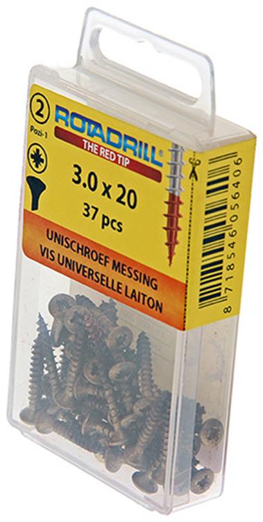Afbeelding laden in galerijviewer, Rotadrill 1039879 - universeelschroef messing lk pzd 3,0x20mm (37) | 6 stuks