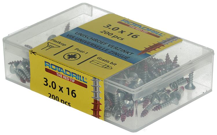 Afbeelding laden in galerijviewer, Rotadrill 1039960 - universeelschroef vkpzd vz 3.0x16mm (200) | 4 stuks