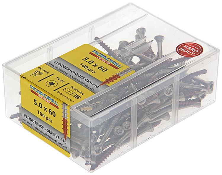 Afbeelding laden in galerijviewer, Rotadrill 1040041 - terrasschroef zelfb.sppls.rvs t25 5.0x60mm (100) | 4 stuks