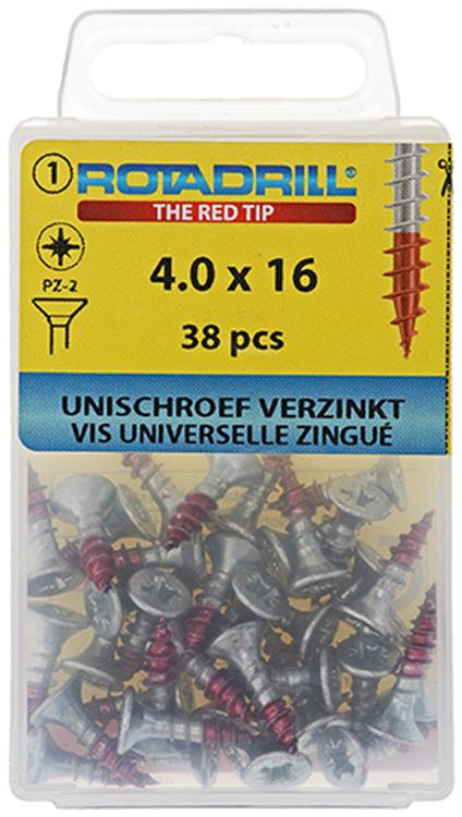 Afbeelding laden in galerijviewer, Rotadrill 1039774 - universeelschroef vk pzd vz 4.0x16mm (38) | 6 stuks