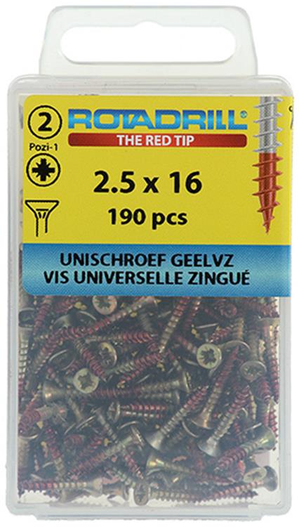 Afbeelding laden in galerijviewer, Rotadrill 1039790 - universeelschroef vk pzd glvz 2.5x16mm(190) | 6 stuks