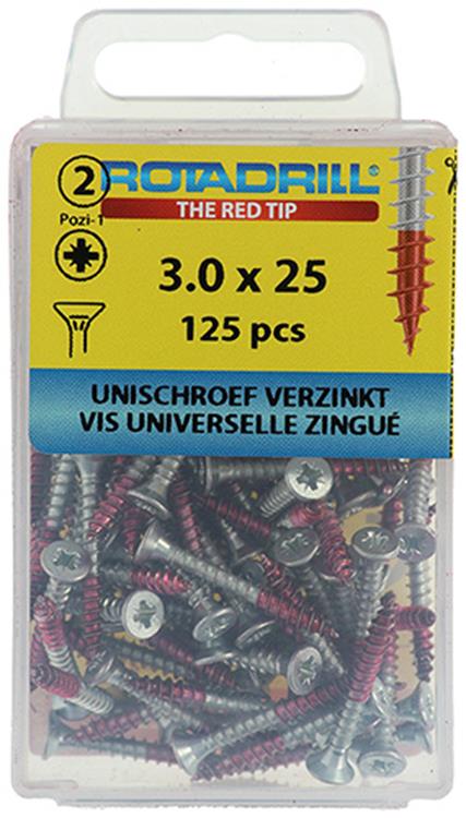 Afbeelding laden in galerijviewer, Rotadrill 1039792 - universeelschroef vk pzd vz 3.0x25mm (125) | 6 stuks