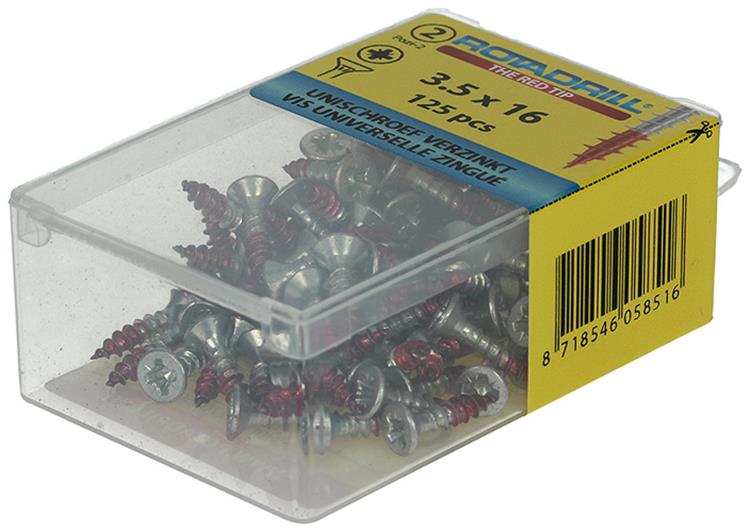 Afbeelding laden in galerijviewer, Rotadrill 1039793 - universeelschroef vk pzd vz 3.5x16mm (125) | 6 stuks