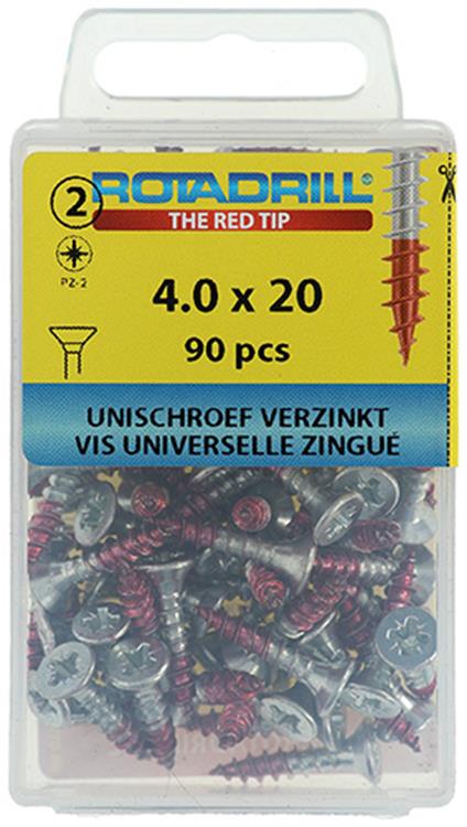 Afbeelding laden in galerijviewer, Rotadrill 1039798 - universeelschroef vk pzd vz 4.0x20mm (90) | 6 stuks